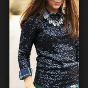 J. Crew Factory Black Sequin Blouse Shirt Small